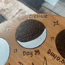 Load image into Gallery viewer, Moon Phases Board, Woodburning, Pyrography