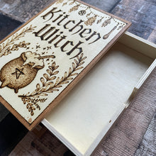 Load image into Gallery viewer, Kitchen Witch Wooden Book Box | Woodburning | Pyrography