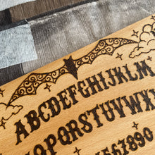 Load image into Gallery viewer, Spirit Board Wooden Chopping Board | Pyrography Ouija Design | Mystical Kitchen Decor | Hand-Burned Witchcraft Gift | Gothic Occult Style