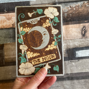 Hand-Burned Pyrography Tarot Card Artwork | Mystical Wooden Wall Art | Woodburning Witch Gift | Spiritual | Altar Decor