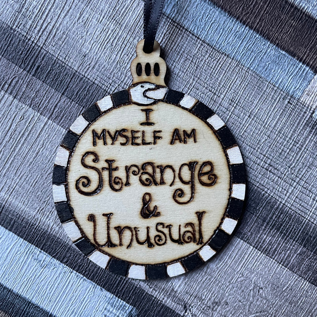 Beetlejuice Wooden Baubles | Various Designs | Pyrography Christmas Decor | Woodburning Goth Decor | Alternative Christmas Decorations