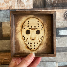 Load image into Gallery viewer, Horror Character Pyrography Art | Hand-Burned Wooden Horror Icons | Woodburning Fan Art