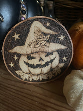 Load image into Gallery viewer, Pumpkin Halloween Decoration | Halloween Tree Decor | Spooky Pyrography | Woodburning