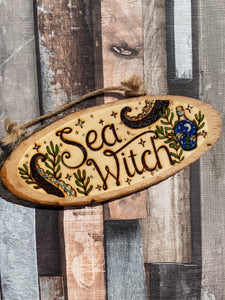 Sea Witch Wooden Sign - Pyrography -  Woodburning