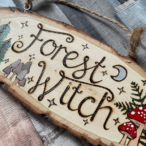 Forest Witch Wooden Sign, Woodburning, Pyrography