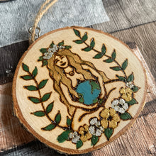 Load image into Gallery viewer, Gaia Wooden Altar Decoration | Pyrography | Woodburning | Witch Gift