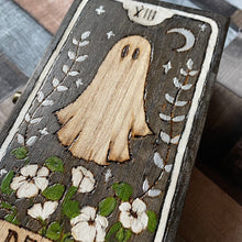 Load image into Gallery viewer, Death Tarot Card Wooden Box, Ghost, Woodburning, Pyrography