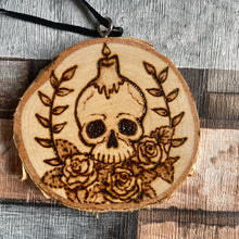 Load image into Gallery viewer, Skull Hanging Wooden Decoration | Woodburning | Pyrography | 2 Designs Availabe