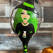 Load image into Gallery viewer, Witch Handpainted Wine Glass | Can be Customised and Personalised