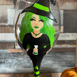 Witch Handpainted Wine Glass | Can be Customised and Personalised