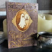 Load image into Gallery viewer, Ghost Wooden Box | Wood Book Shaped Box with Ghost Stories Design