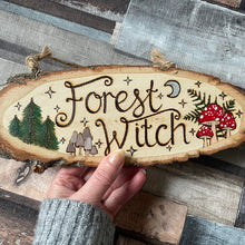 Load image into Gallery viewer, Forest Witch Wooden Sign, Woodburning, Pyrography