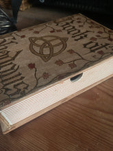 Load image into Gallery viewer, Book of Shadows Wooden Box | Pyrography | Woodburning | Book Box