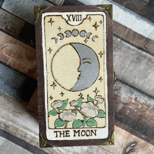 Load image into Gallery viewer, The Moon Tarot Card Box| Tarot Art | Woodburning | Pyrography