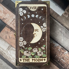 Load image into Gallery viewer, The Moon Tarot Box, Woodburning Pyrography