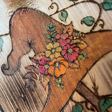 Load image into Gallery viewer, Witches Autumn Broomstick Artwork, Woodburning, Pyrography, Handpainted