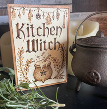 Load image into Gallery viewer, Kitchen Witch Wooden Book Box | Woodburning | Pyrography