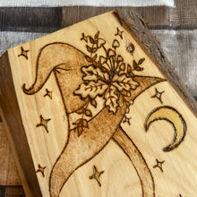 Load image into Gallery viewer, Forest Witch Broomstick Art| Pyrography Witchcraft Decor | Hand-Burned Wooden Broom Altar Art| Wiccan Artwork | Handmade