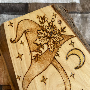 Forest Witch Broomstick Art| Pyrography Witchcraft Decor | Hand-Burned Wooden Broom Altar Art| Wiccan Artwork | Handmade