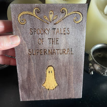 Load image into Gallery viewer, Ghost Wooden Box | Wood Book Shaped Box with Ghost Stories Design