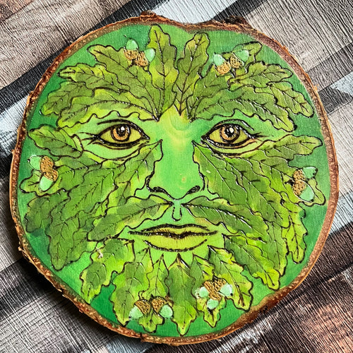 Green Man Oak King Pyrography Art