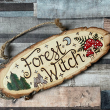 Load image into Gallery viewer, Forest Witch Wooden Sign, Woodburning, Pyrography