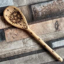 Load image into Gallery viewer, Pentacle Wooden Spoon | Pyrography | Woodburning