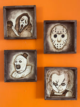 Load image into Gallery viewer, Horror Character Pyrography Art | Hand-Burned Wooden Horror Icons | Woodburning Fan Art