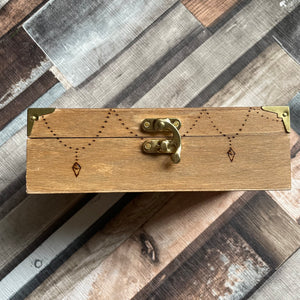 Wooden Box with Triple Flower Moon Design