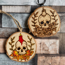 Load image into Gallery viewer, Skull Hanging Wooden Decoration | Woodburning | Pyrography | 2 Designs Availabe