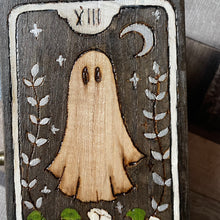 Load image into Gallery viewer, Death Tarot Card Wooden Box, Ghost, Woodburning, Pyrography