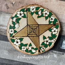 Load image into Gallery viewer, Brigid’s Cross Imbolc Altar Decoration, Woodburning, Pyrography