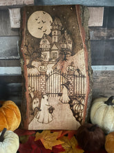 Load image into Gallery viewer, Halloween Pyrography Art | Trick or Treat Ghost Woodburning