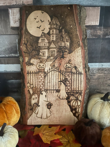 Halloween Pyrography Art | Trick or Treat Ghost Woodburning