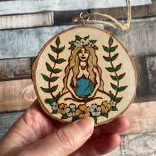 Load image into Gallery viewer, Gaia Wooden Altar Decoration | Pyrography | Woodburning | Witch Gift