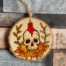 Load image into Gallery viewer, Skull Hanging Wooden Decoration | Woodburning | Pyrography | 2 Designs Availabe