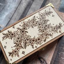 Load image into Gallery viewer, Wooden Box with Triple Flower Moon Design