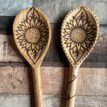 Load image into Gallery viewer, Sunflower Wooden Spoon | Woodburning | Pyrography