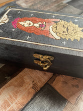 Load image into Gallery viewer, Strength Tarot Card Art Wooden Box | Pyrography Jewellery Box  | Woodburning Trinket Box | Witch Gift | Divination