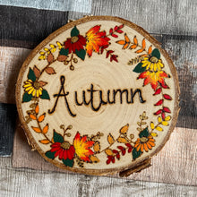 Load image into Gallery viewer, Four Seasons Wood Slice - Pyrography Home Decor - Woodburning Seasonal Art - Spring, Summer, Autumn, Winter or Full Set Available
