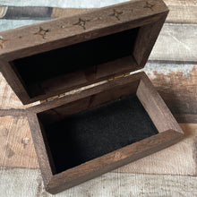 Load image into Gallery viewer, Triple Moon Small Wooden Box | Pyrography | Woodburning | Trinket Box