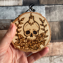 Load image into Gallery viewer, Skull Hanging Wooden Decoration | Woodburning | Pyrography | 2 Designs Availabe