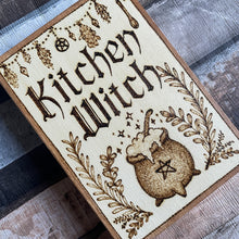 Load image into Gallery viewer, Kitchen Witch Wooden Book Box | Woodburning | Pyrography