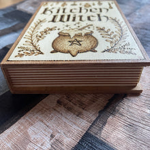 Load image into Gallery viewer, Kitchen Witch Wooden Book Box | Woodburning | Pyrography