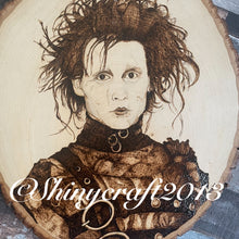 Load image into Gallery viewer, Edward Scissorhands Original Woodburning Art, Prints also available