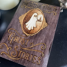 Load image into Gallery viewer, Ghost Wooden Box | Wood Book Shaped Box with Ghost Stories Design