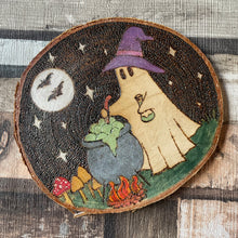 Load image into Gallery viewer, Ghost Witch Wooden Decor - Halloween- Pyrography