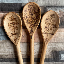 Load image into Gallery viewer, Kitchen Herb Wooden Spoon | Pyrography | Woodburning