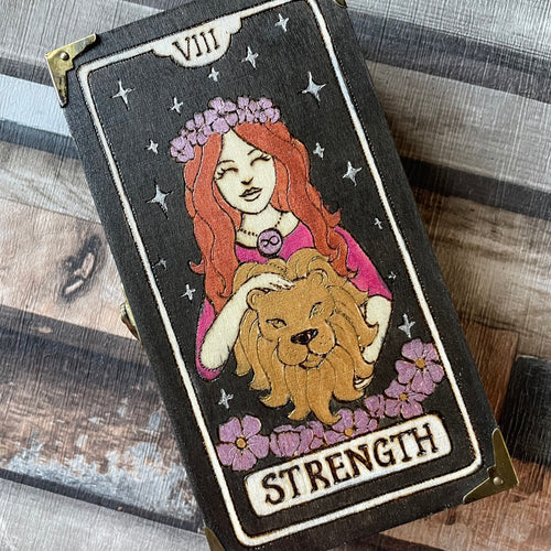 Strength Tarot Box - Pyrography - Woodburning