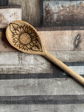 Load image into Gallery viewer, Sunflower Wooden Spoon | Woodburning | Pyrography